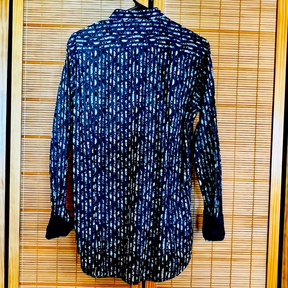Ted Baker Pashion Men’s Button Down Black w/ Floral Pattern, Flip Cuff, Sz 15.5 - Picture 5 of 7